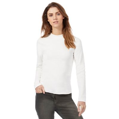 Red Herring Cream ribbed turtle neck top